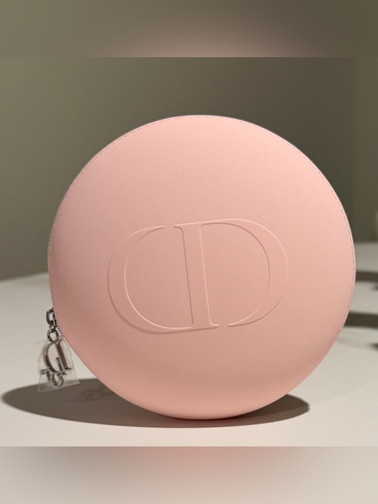 Dior Handbags - Dior Soft Pink Round Silicone Zippered Makeup Cosmetic Bag